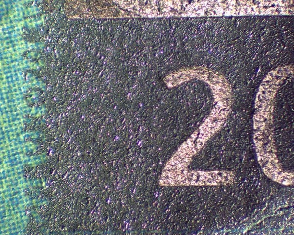имитация голограммы на денежном билете номиналом «20 евро»